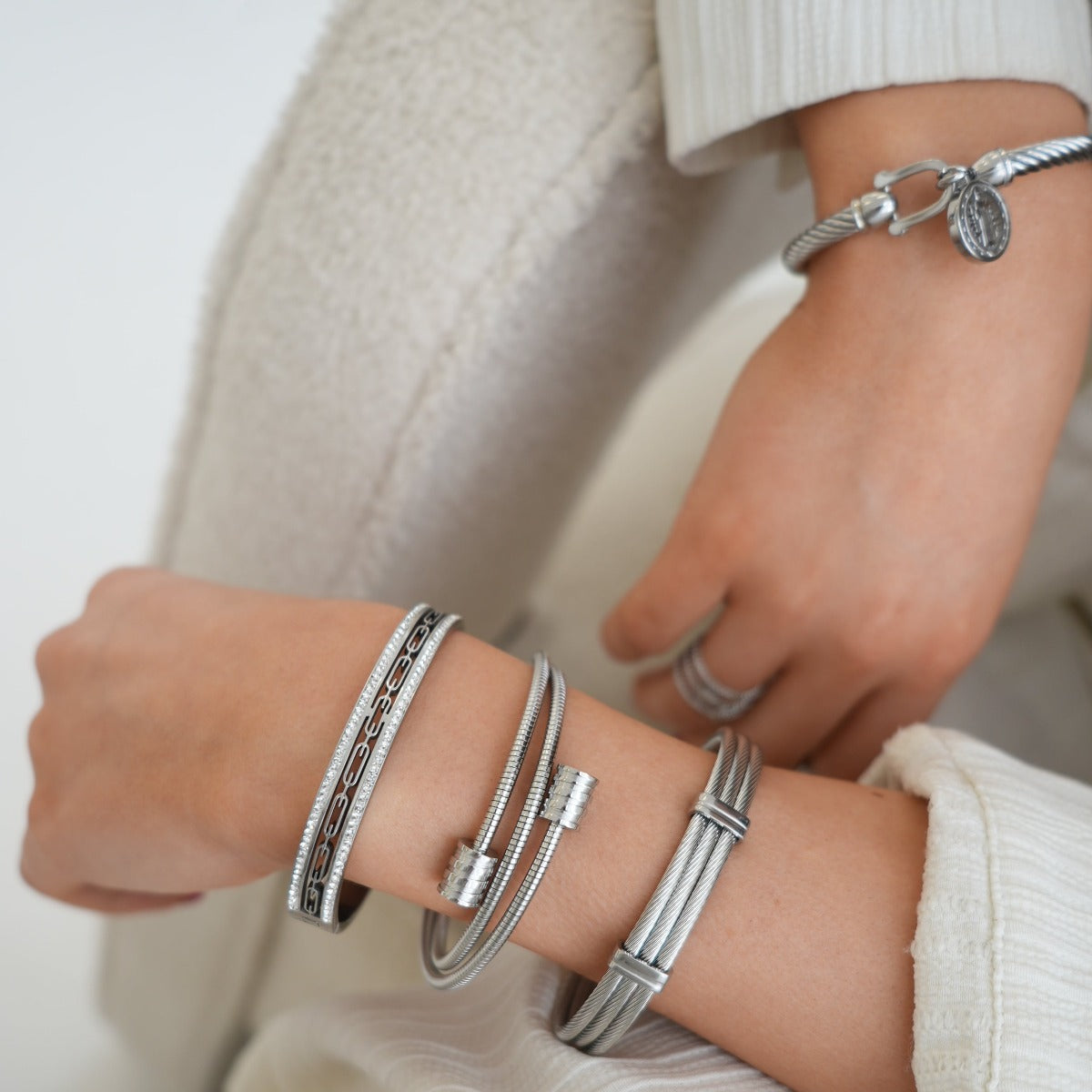 Twister Bangle Bracelet - Silver