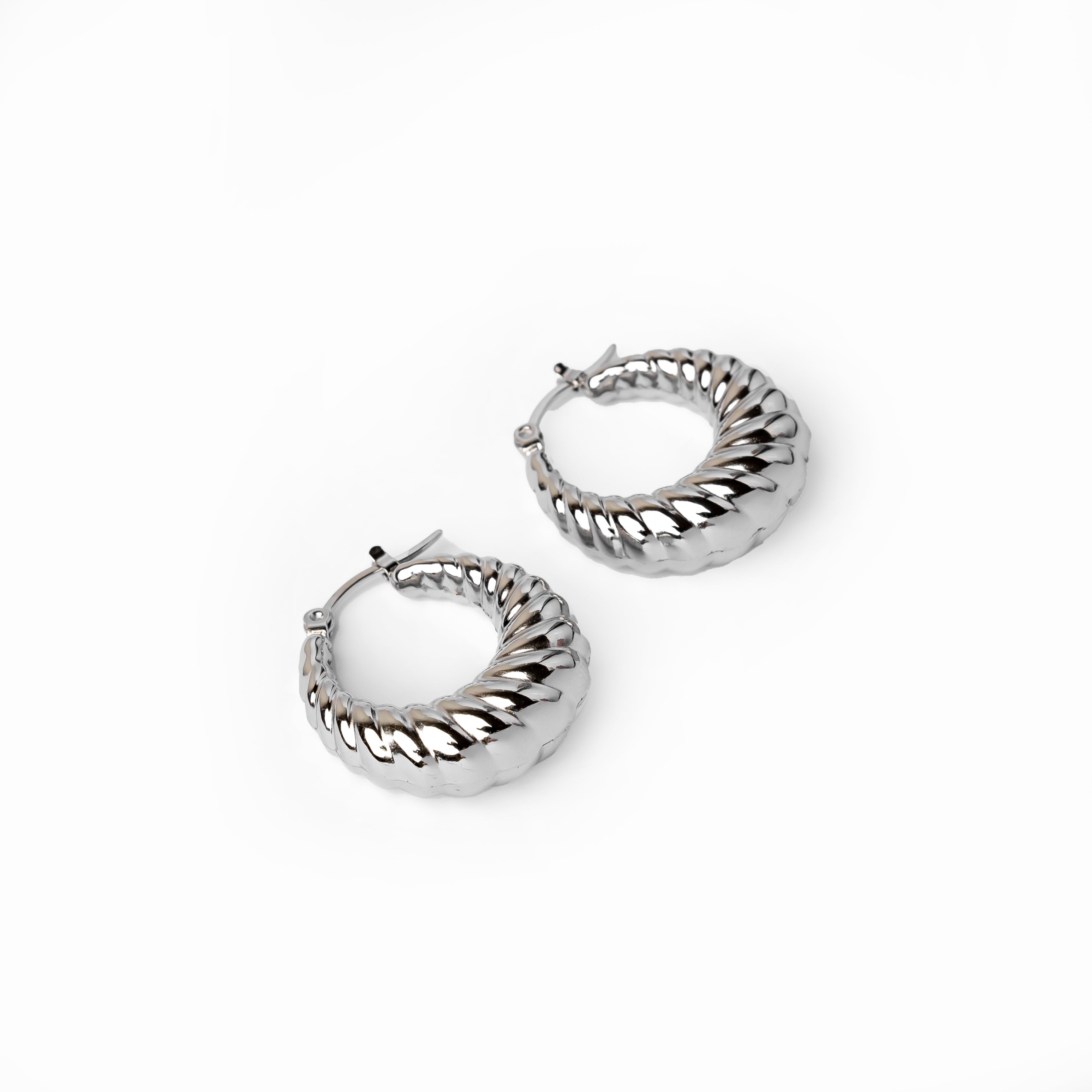 Croissant Hoop Earrings - Silver